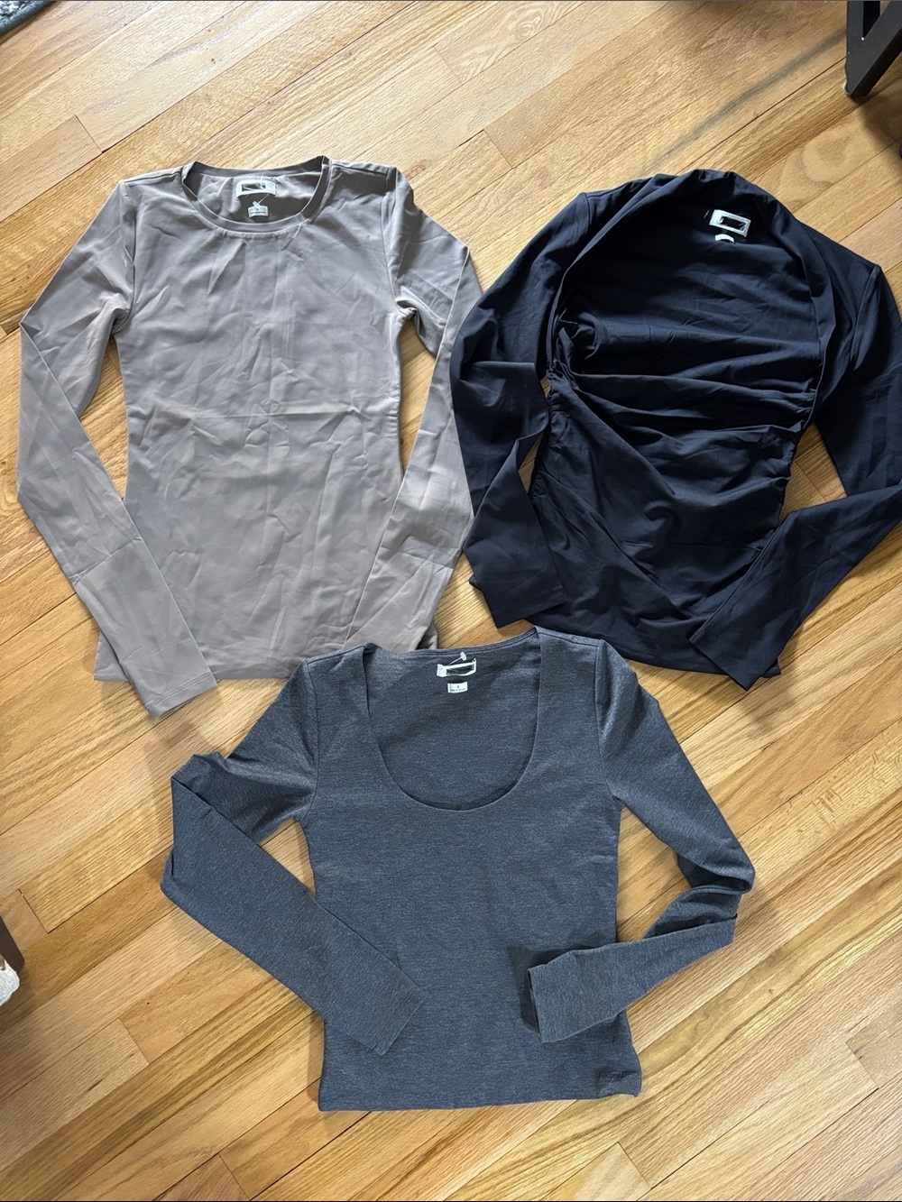 Aritzia NWOT Neutral Long Sleeve Tops in Charcoal, Black, Taupe